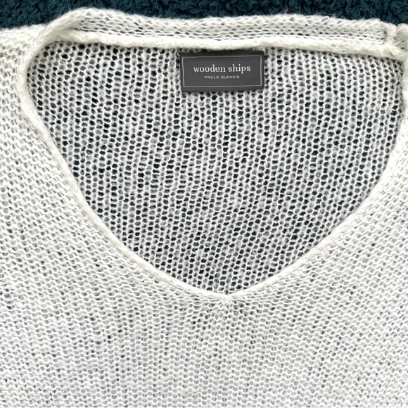 Wooden Ships Wool Mohair Blend Open Knit V Neck Sweater - Picture 4 of 10